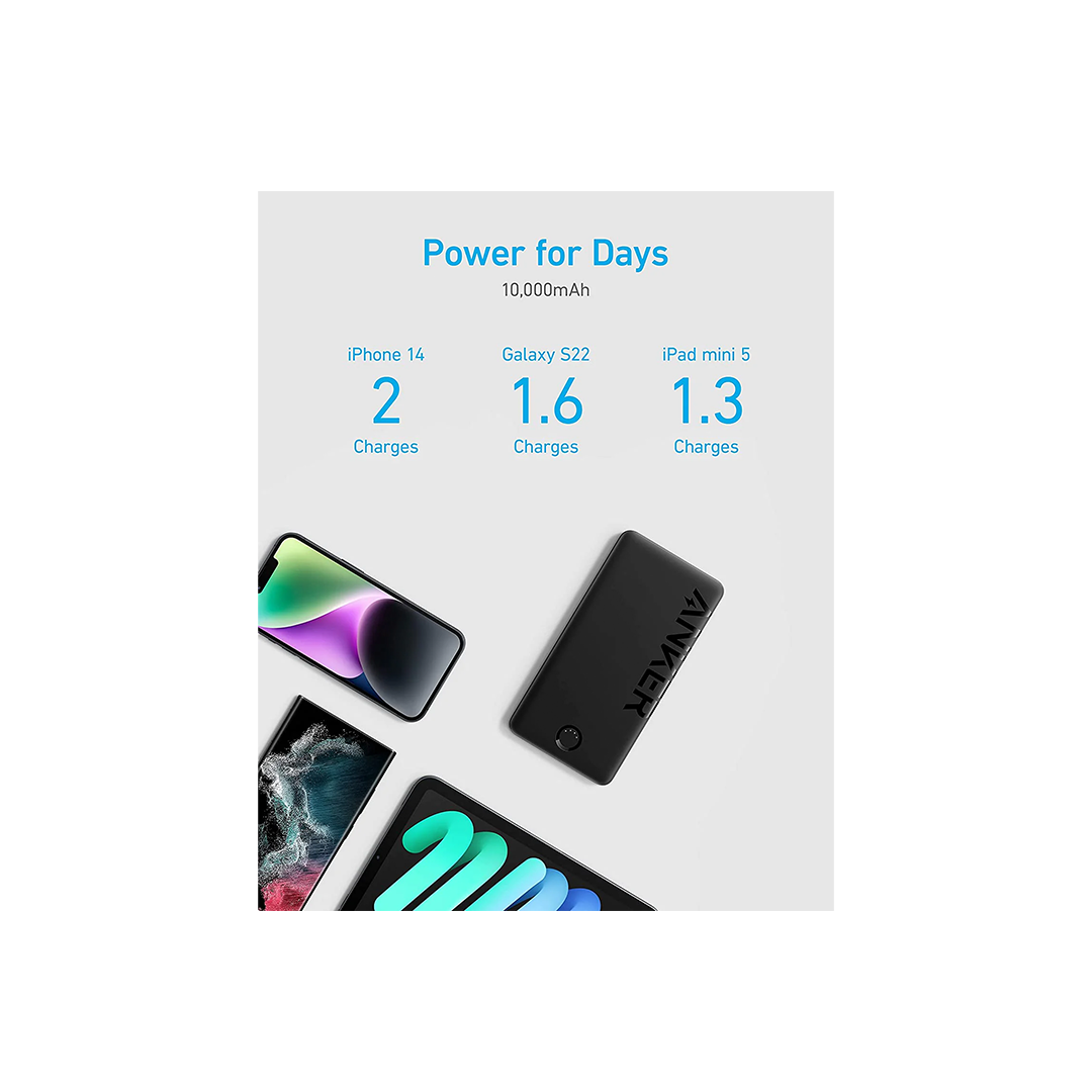 Anker 323 USB-C Power Bank 10000mAh - Black in Qatar Anker 323 USB-C Power Bank 10000mAh - Black in Qatar